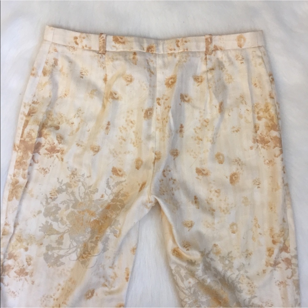 Kenzo Paris Embossed Floral High Waist Pants Cream Size 38 Designer - Picture 8 of 11